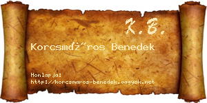 Korcsmáros Benedek névjegykártya