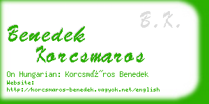 benedek korcsmaros business card